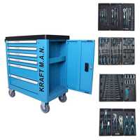 Chariot d&#39;atelier KRAFT 6 tiroirs bleu